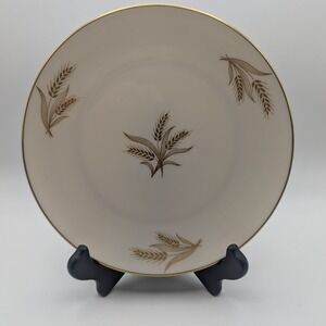 Lenox Harvest Wheat Gold Rimmed Bread or Dessert Plate R441  7" Dia USA Vintage